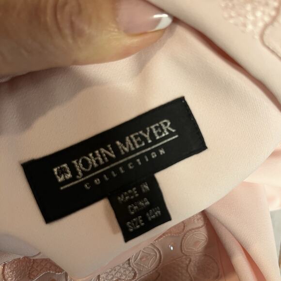 John Meyer Blazer Jacket Plus size 14W Pink Embroidery Sequins Wedding Evening - Picture 12 of 12